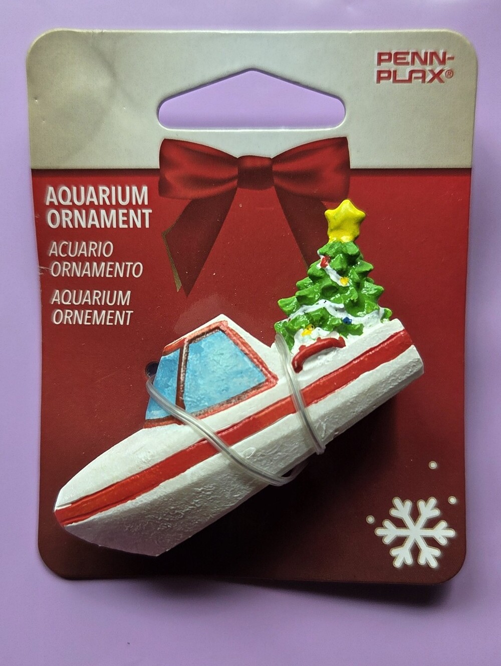 Boat With Christmas Tree Aquarium Ornament